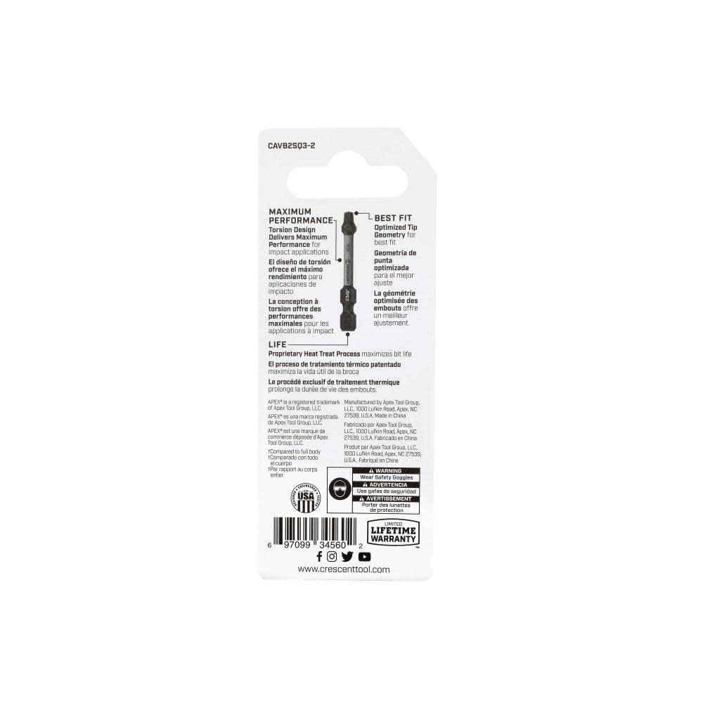 Bit,Vortex,APEX 2" Sq3,2Pk (CAVB2SQ3-2)
