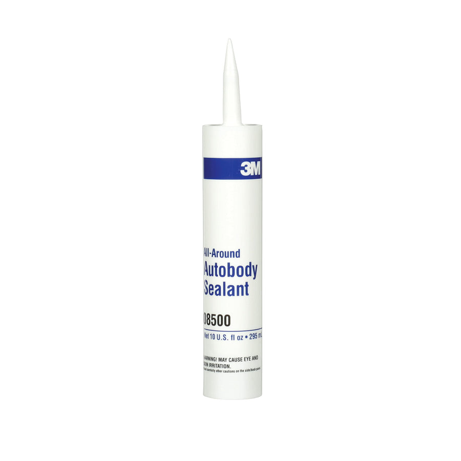 3M Autobody All-Around Sealant, 08500, Medium-Bodied, Water-Based, Quick-Drying, 1/10 gal/10 fl oz Cartridge , White