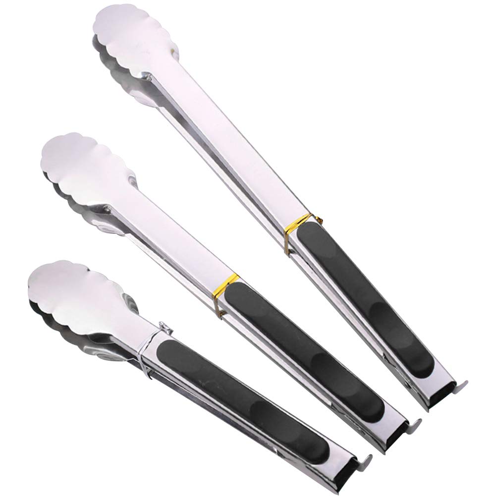 BBQ Tongs LZDseller01 Stainless Steel Heat Resistant Easy Clean No Zero Black 12