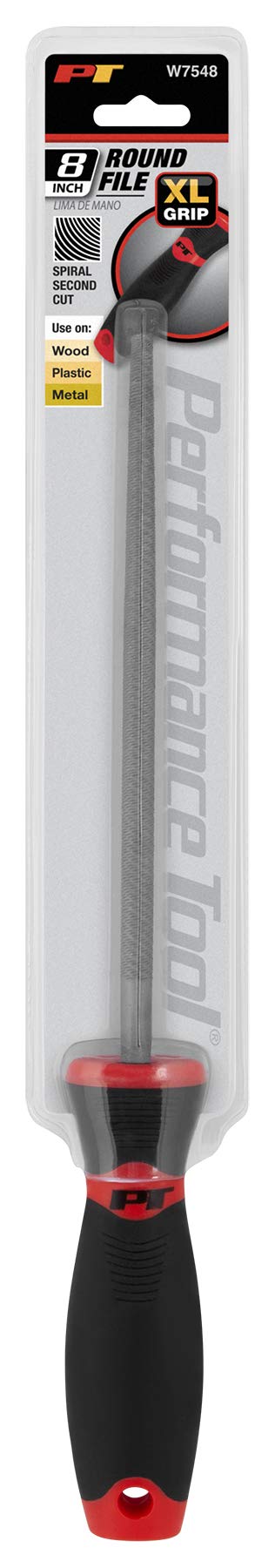 8" Round Performance Tool W7548 XL Oversized Handle High Carbon Steel File for Deburring and Shaping - 13.25-Inches Long