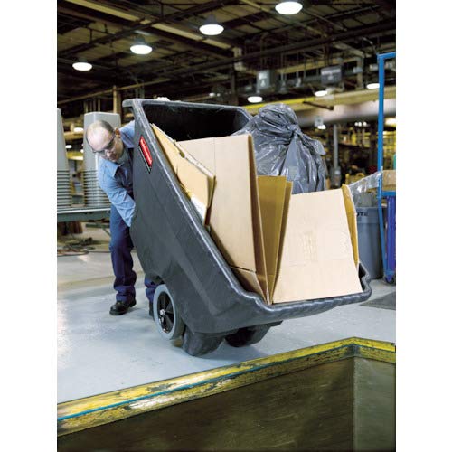 Rubbermaid Tilt Dump Truck Commercial Products, 1 Cubic Yard, 2100 lb Capacity, Black, Heavy Load Capacity with Wheels, Trash Recycling Cart for Office/Warehouse/Facility Management
