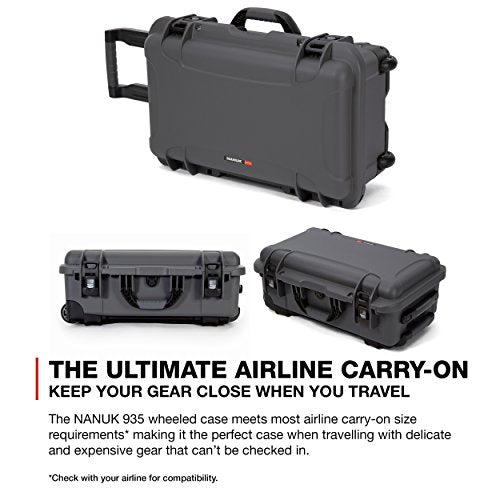 Waterproof Nanuk 935 Hard Case with Foam Insert for Canon, Nikon - 2 DSLR Body and Lens/Lenses - Graphite