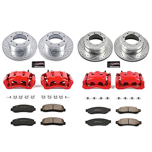 Power Stop Z23 KC4033 Evolution Sport Front & Rear Caliper Brake Kit- Brake Rotor, Carbon-Fiber Ceramic Brake Pads and Brake Caliper For Ford F-350 Super Duty 2005-2010 [Model Specific]