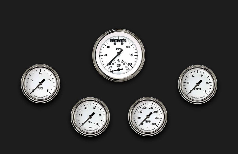 Ultimate Speedometer & Classic Instruments WH335SLF 4 Full Sweep 2 5/8" Fuel Oil Temp Volt Gauges - GM