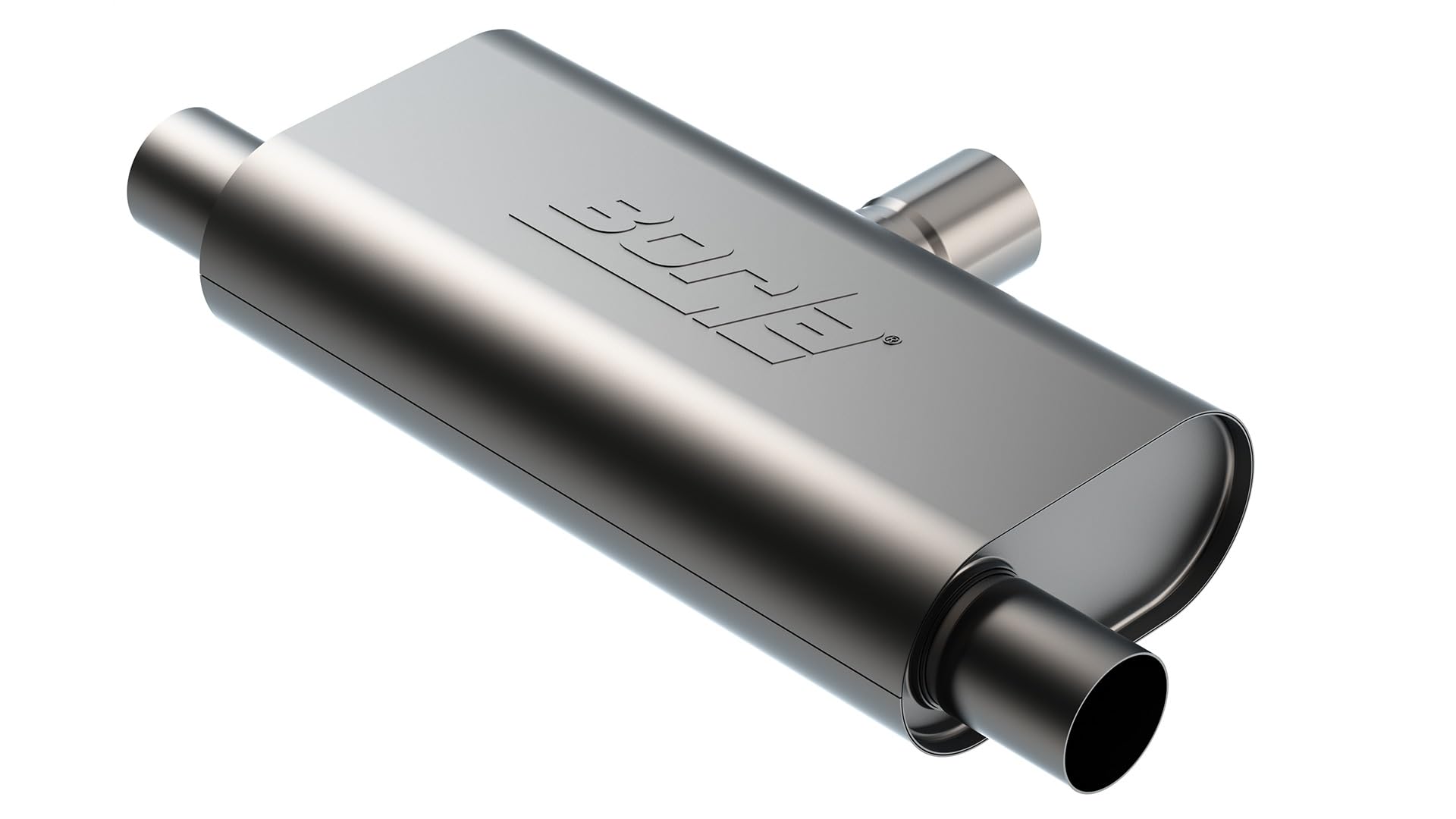 T- Flow Borla Universal Muffler - 2.5in Single Inlet/2.5in Dual Outlet 24in OAL 4.25x9.10x18in Body (60714)