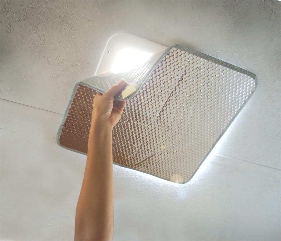 Camco Roof Vent Cover RV - Keeps Camper Warm During Winter & Cooler During Summer - Features Reflective Thermal Layer & Blocks Damaging UV Rays - Designed w/Heavy Duty Hook & Loop Fasteners (45191)