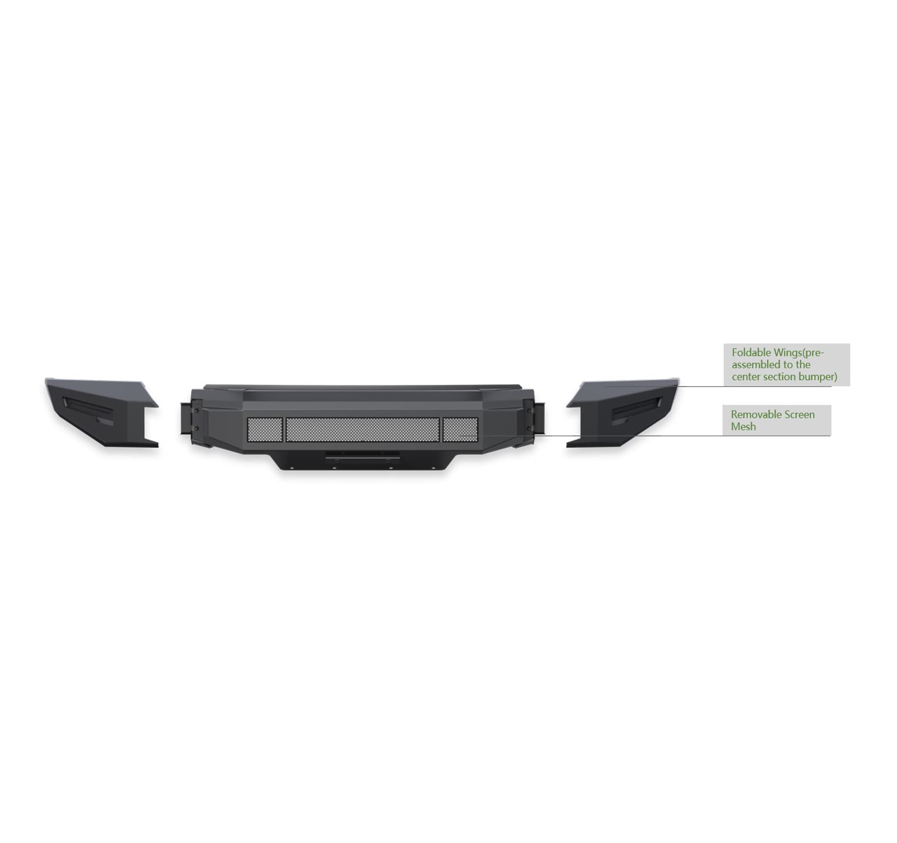 Armour II Black Horse Heavy Duty Modular Front Bumper Modular Matte Black Compatible with 2015-2017 Ford F-150-AFB-F116-BU