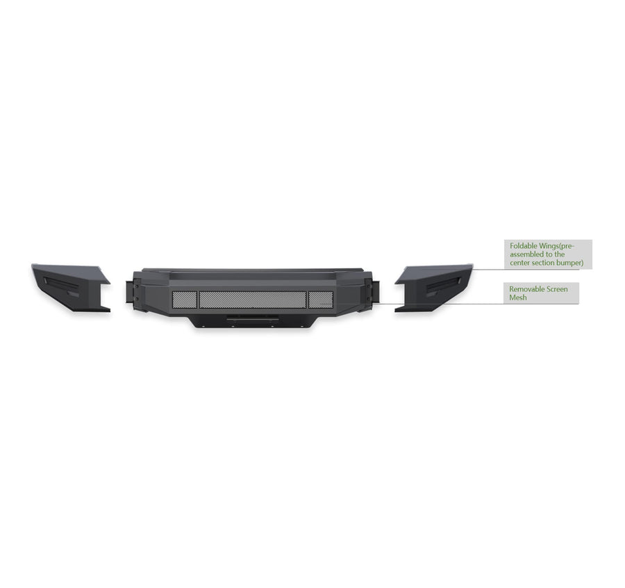 Armour II Black Horse Heavy Duty Modular Front Bumper Modular Matte Black Compatible with 2015-2017 Ford F-150-AFB-F116-BU
