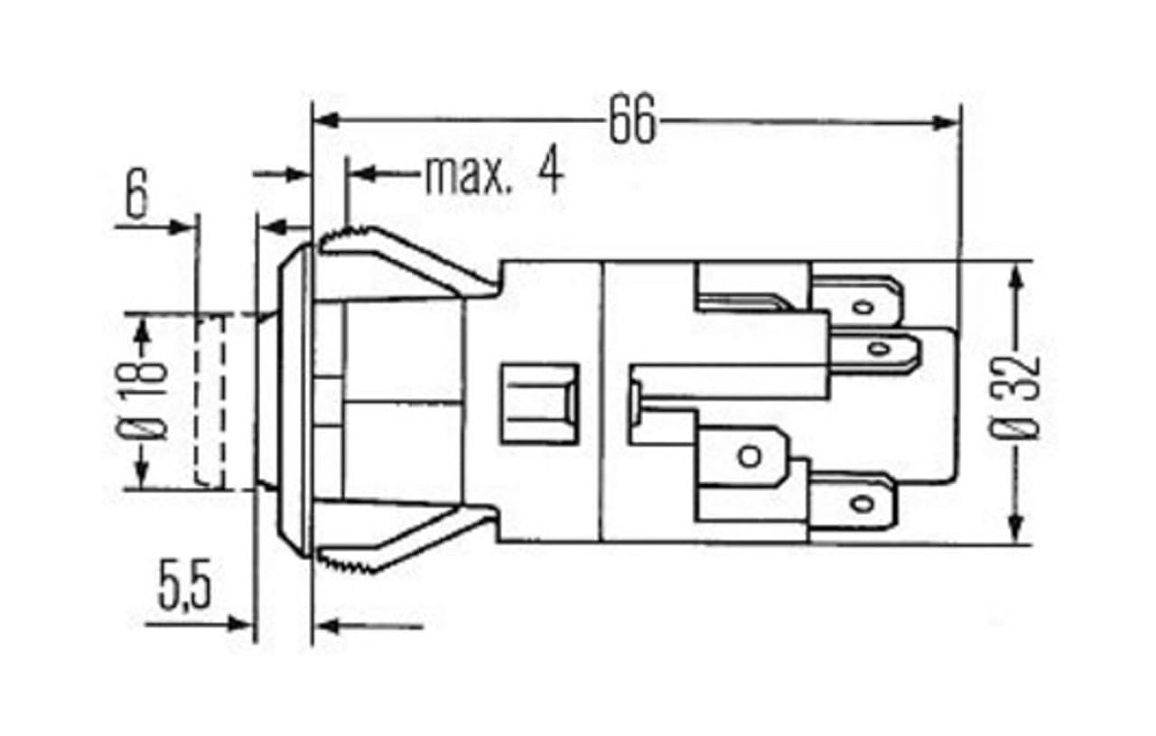 Push Type HELLA Hazard Flasher Switch, Multi 001579011
