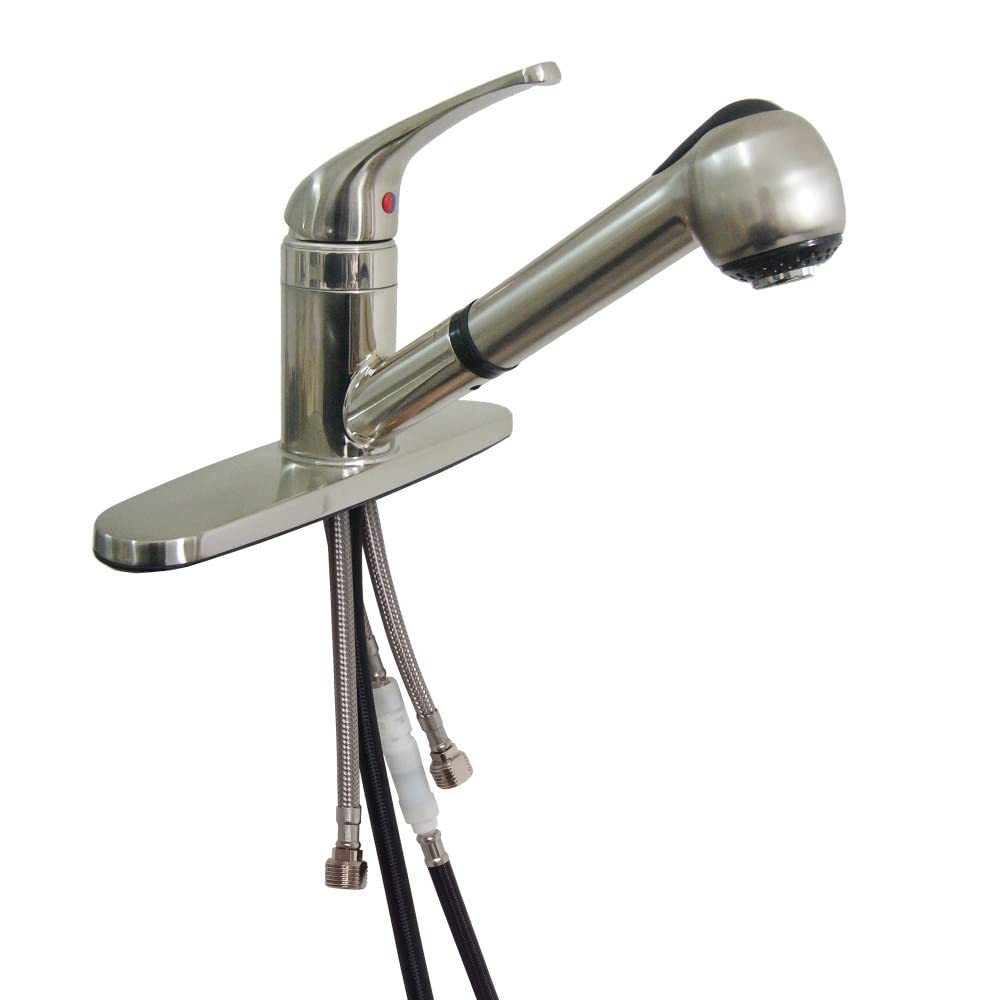 Single Lever Kitchen Faucet Empire Faucets SL1000N-A with Pull-Out Sprayer - Brushed Nickel