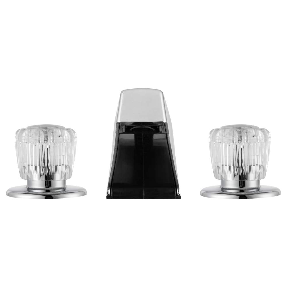Dura Faucet Widespread Economical Garden Tub or Filler Faucet - Crystal Acrylic Knob Handles (Chrome Polished)
