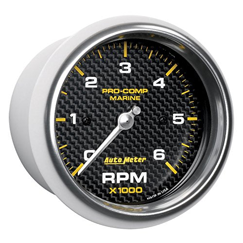 Tachometer Auto Meter 200752-40, 3 3/8", 6K RPM, Marine Carbon Fiber