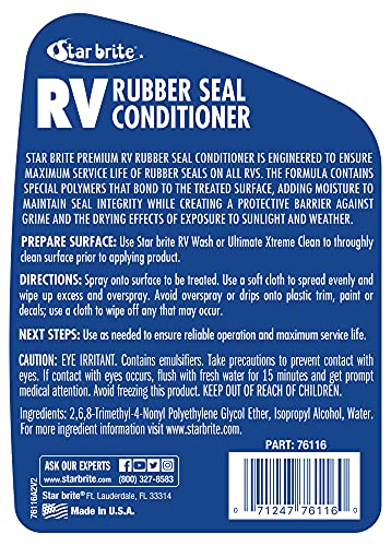 Premium STAR BRITE RV Rubber Seal Conditioner - Protects & Extends the Life of Rubber Seals - UV & Weather Resistant - 16 OZ (076116)