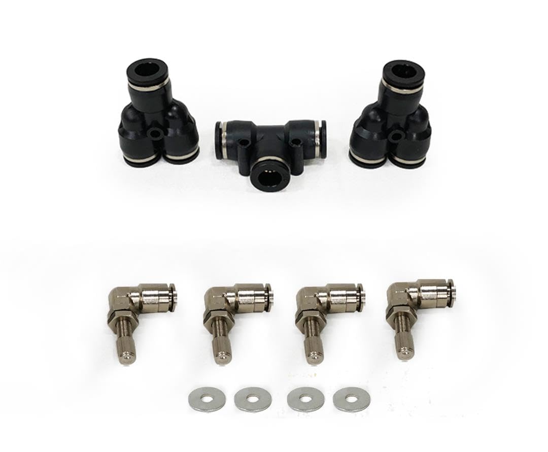 4 Tire Inflation System Up Down Air 269-0717 - Engine Mount With Box, Fittings, Hoses & Storage Bag - Black