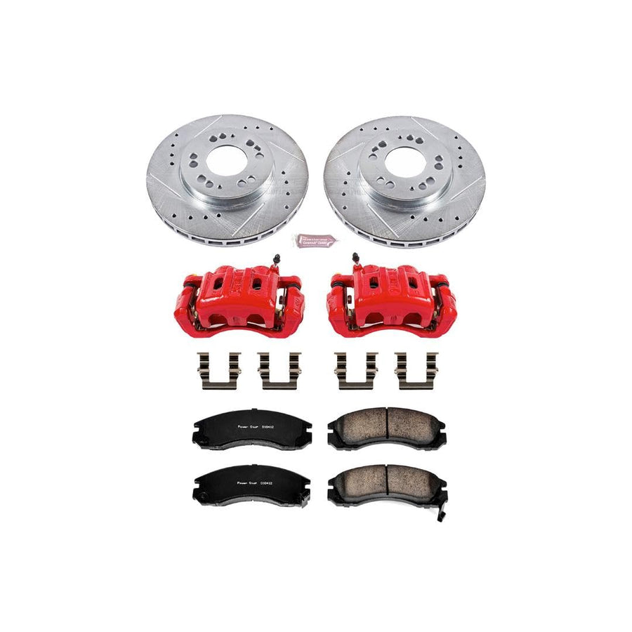 Power Stop Z23 Evolution Sport KC798B 1-Click Brake Kit with Powder Coated Calipers (Brake Pads, Drilled/Slotted Rotors) For Mitsubishi Diamante, Mitsubishi Ecli, Mitsubishi Galant [Model Specific]