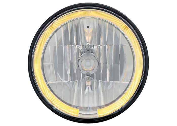 Euro Crystal Headlight Brothers Trucks EHL80HLAMBER with LED Halo AUX Light - 7-Inch
