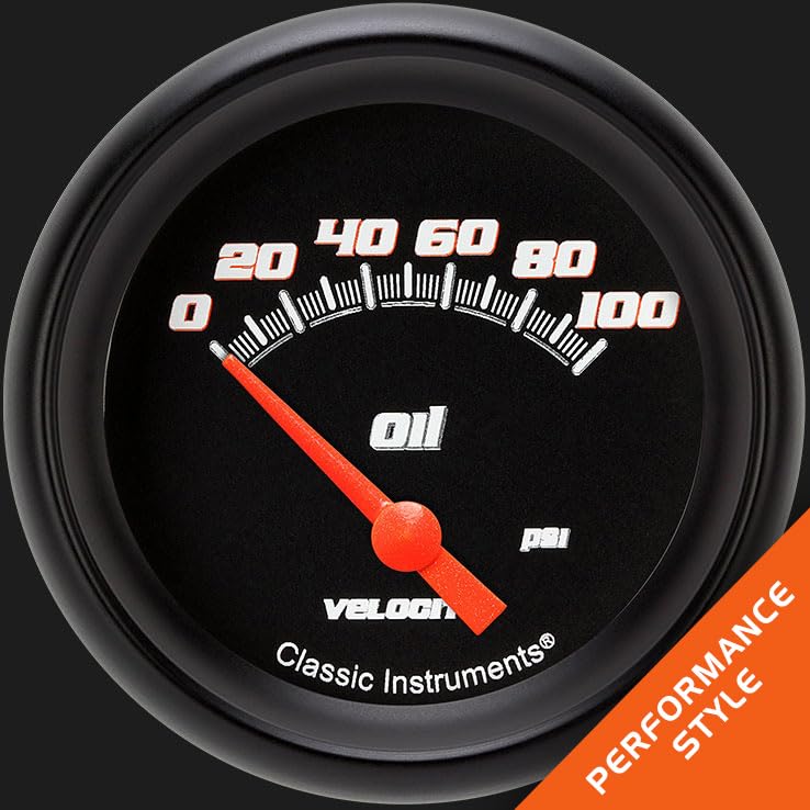 Velocity Classic Instruments Black 2 5/8" Oil Pressure Gauge 100 PSI Electric VS281BBPF