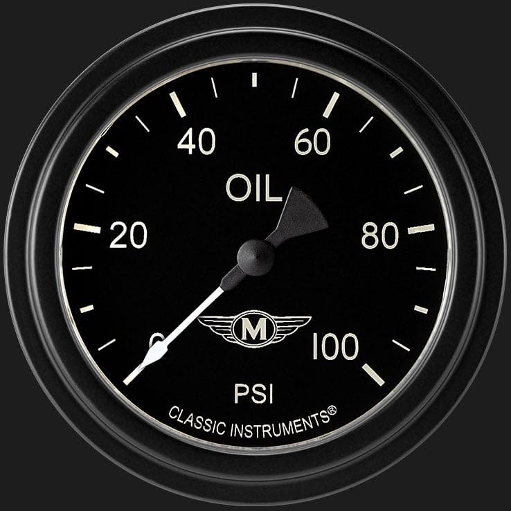 Moal Bomber Classic Instruments MA381BLF 2 5/8" Oil Pressure Gauge 100 PSI Electric