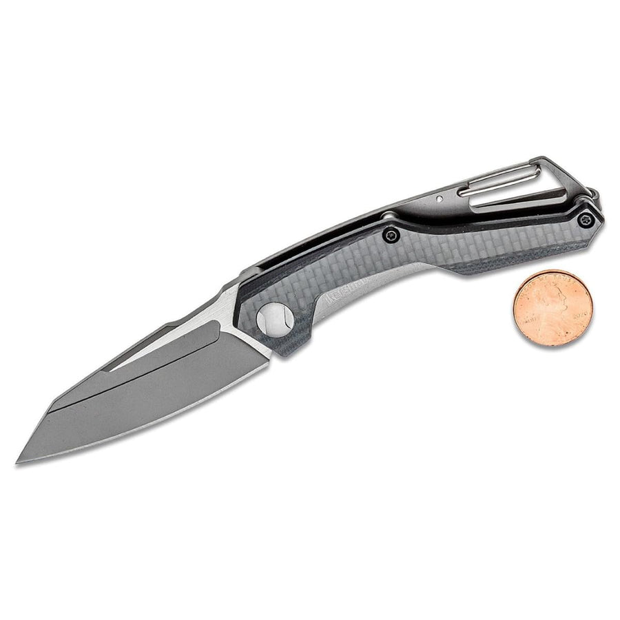 Lightweight Kershaw Reverb (1220) Folding Pocket Knife with 2.5 In. 8Cr13MoV Stainless Steel Blade; Features Carabiner Clip, Frame Lock, and Single Position Extra Deep Carry Pocket Clip; 1.6 oz.