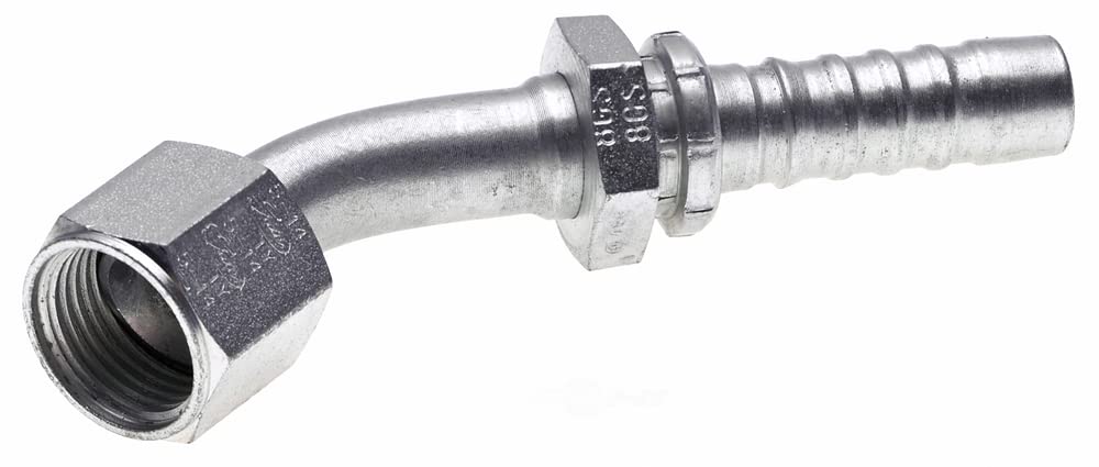 GlobalSpiral Couplings Gates 8GS-8FJX45S, Female JIC 37° Flare Swivel, Zinc Plated Carbon Steel, 3.70", 45° Bent Tube, 1/2" ID