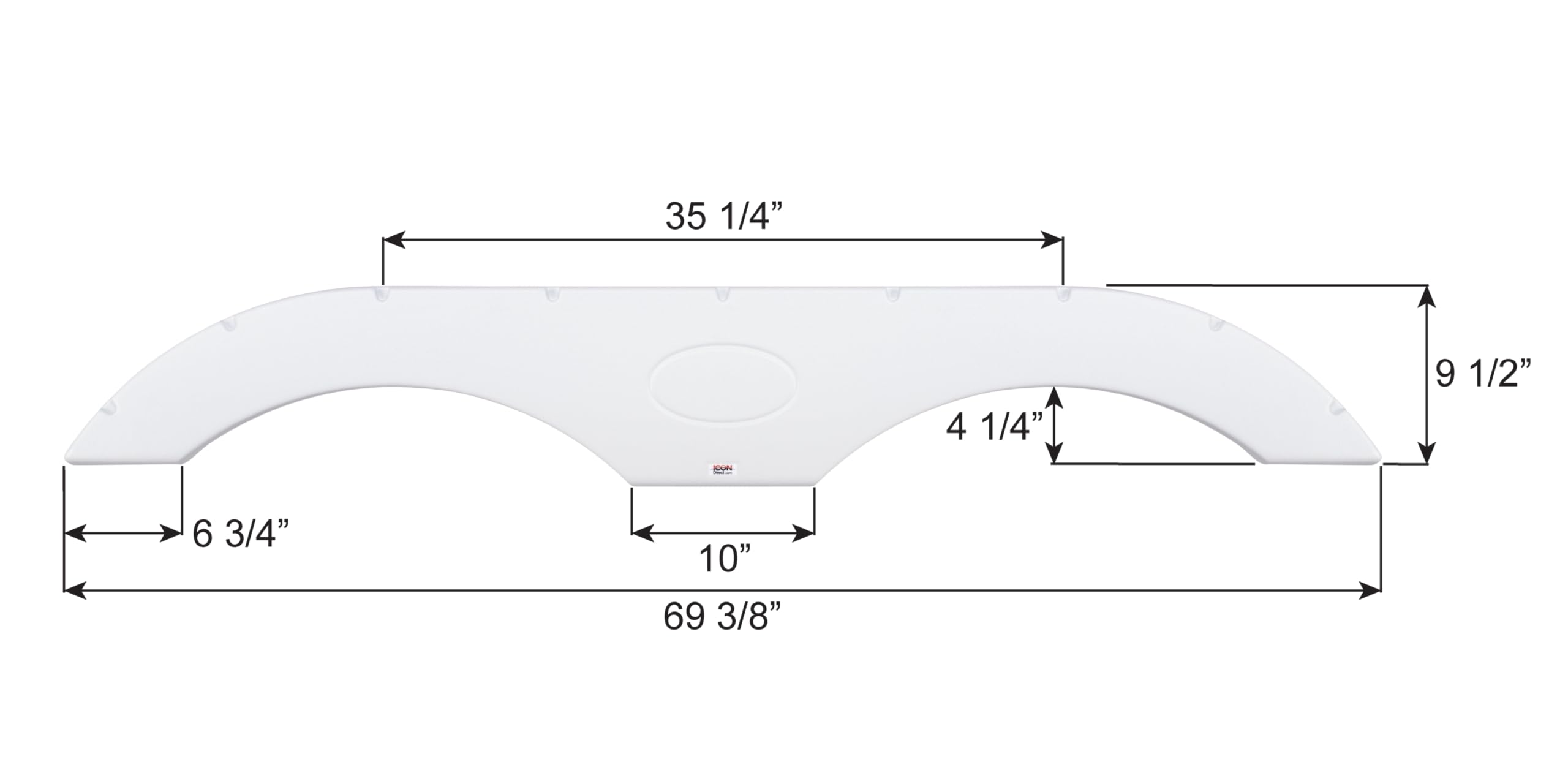 Tandem Axle ICON RV fender skirt FS1770 for Crossroads, Dutchmen, Forest River, Keystone, Palomino, KZ, Heartland, Skyline & more - 69 3/8" x 9 1/2" overall measure, Polar White