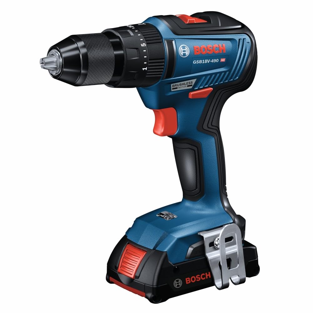 GXL18V-240B22 Bosch 18V 2-Tool Combo Kit with 1/2 In. Hammer Drill/Driver, Two-In-One 1/4 In. and 1/2 In. Bit/Socket Impact Driver/Wrench and (2) 2 Ah Standard Power Batteries