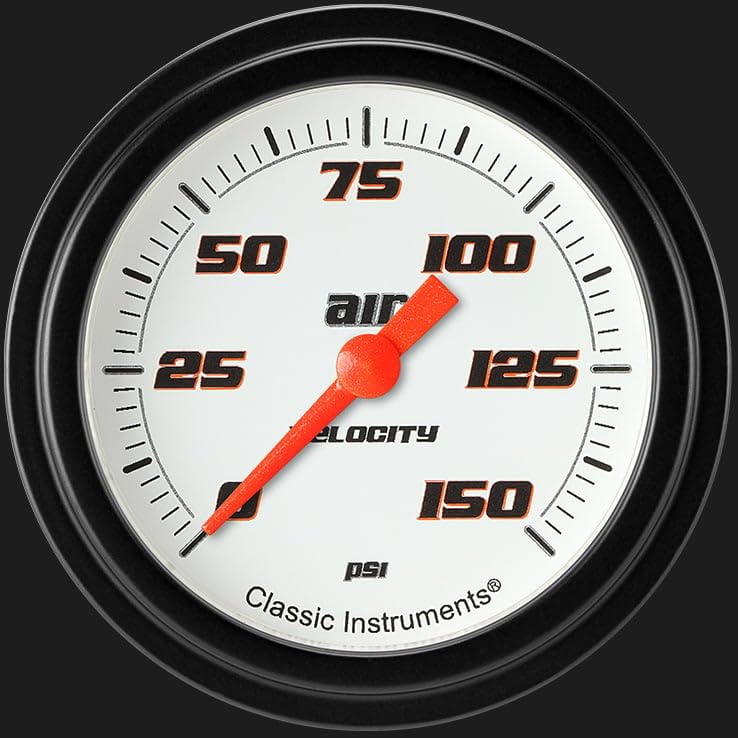 Velocity White Classic Instruments VS318WBLF 2 5/8" Air Pressure Gauge 150 PSI Electric