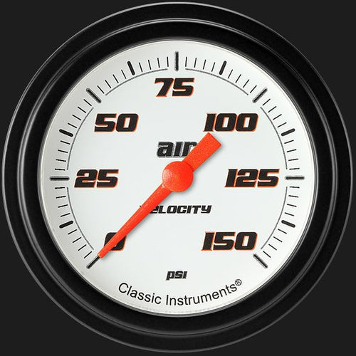 Velocity White Classic Instruments VS318WBLF 2 5/8" Air Pressure Gauge 150 PSI Electric