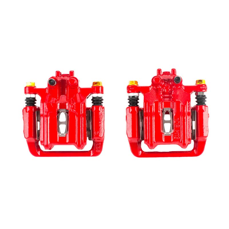 Power Stop Pair of High-Temp Red Powder Coated Rear Calipers For Acura RDX 2010-2012, Honda CR-V 2007-2011 [Model Specific]