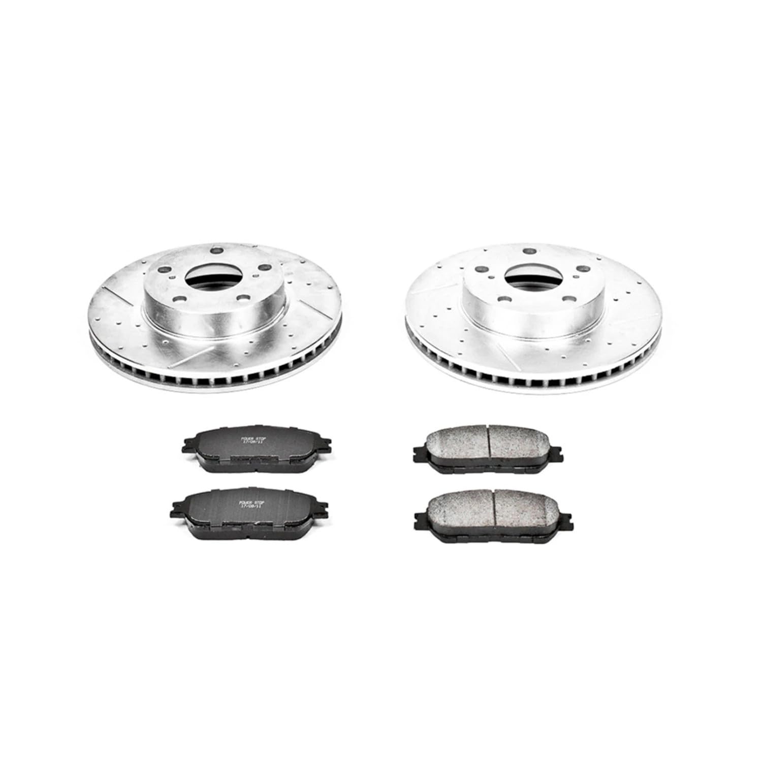 Power Stop K5431 Z23 Carbon Fiber Brake Pads with Drilled & Slotted Brake Rotors Kit For Toyota Tacoma 2005-2015 [Model Specific]