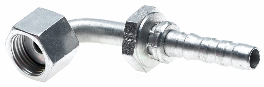 GlobalSpiral Couplings Gates 8GS-8FFORX90-083, Female Flat-Face O-Ring Swivel, Zinc Plated Carbon Steel, 3.39", 90° Bent Tube, 1/2" ID