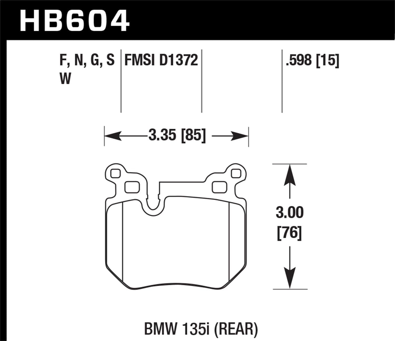 DTC-60 Motorsport Brake Pads Hawk Performance HB604G.598