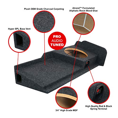 Accu-Tuned Bbox 10â€ Single Vented Subwoofer Enclosure - Subwoofer Box Improves Audio Quality, Sound & Bass - Fits 2007 - up Chevrolet/GMC Silverado/Sierra Extended Cab