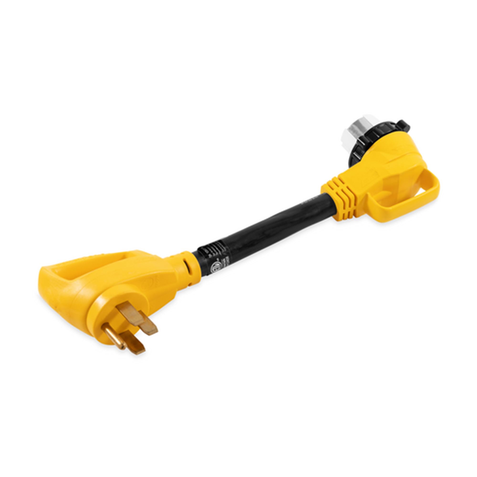 Camco - 21052 PowerGrip Heavy Duty Locking Female Adapter with Innovative 90 Degree Bend Design - 50 AMP Standard Male / 50 AMP 18" (55562)
