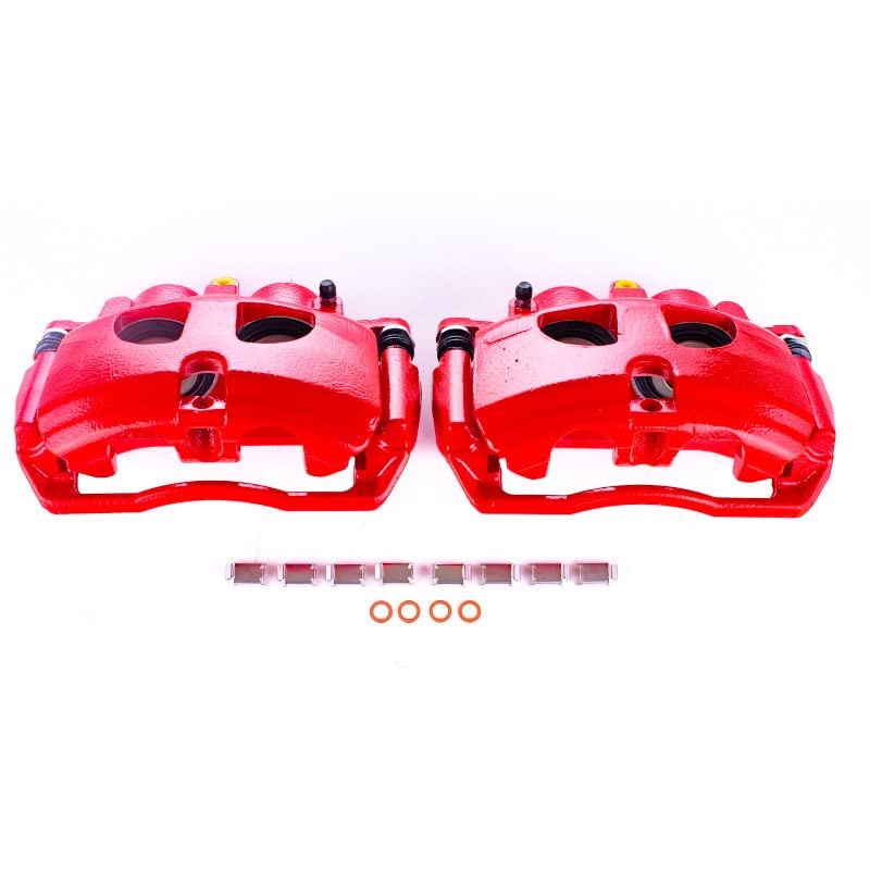 Power Stop S5210 Rear Pair of High-Temp Red Powder Coated Calipers For Dodge Ram 3500 2009-2010, Ram 3500 2011-2018 [Model Specific]