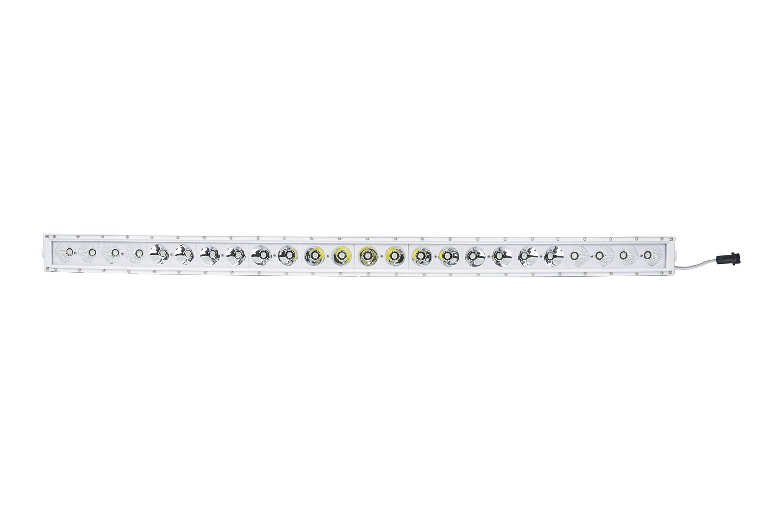 Race Sport Lighting 50inch MS240WCWA Single Row Marine Grade Wrap Around White Shell Light Bar with 240-Watt 24 x 10W High Intensity OSRAM LEDs