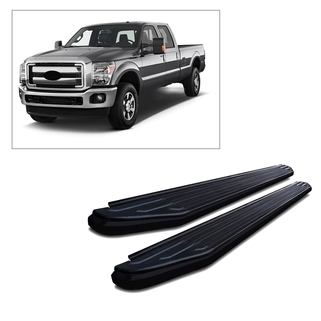 Peerless Black Horse Running Boards Compatible with 1999-2016 Ford F-550 Super Duty|1999-2016 Ford F-450 Super Duty|1999-2016 Ford F-350 Super Duty|1999-2016 Ford F-250 Super Duty-PR-F491BK