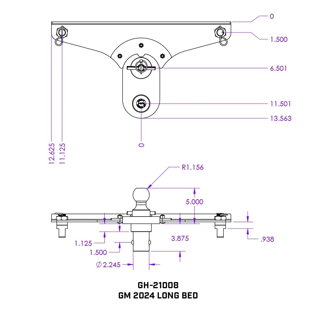 GoosePuck GEN-Y GH-21008 5" Offset Gooseneck Ball for OEM Puck Mount System fits GM Long Bed 2020 to Current - 25,000 LB Towing Capacity