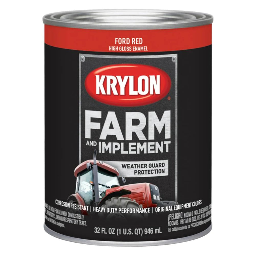 Krylon® Farm & Implement 2029 Brush, High Gloss, Ford Red, 1 Quart Architectural Paints