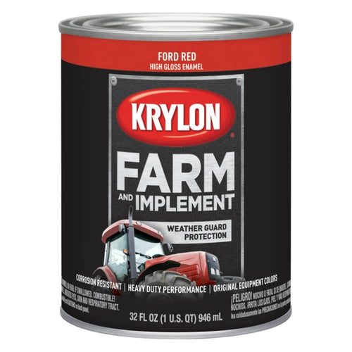 Krylon® Farm & Implement 2029 Brush, High Gloss, Ford Red, 1 Quart Architectural Paints