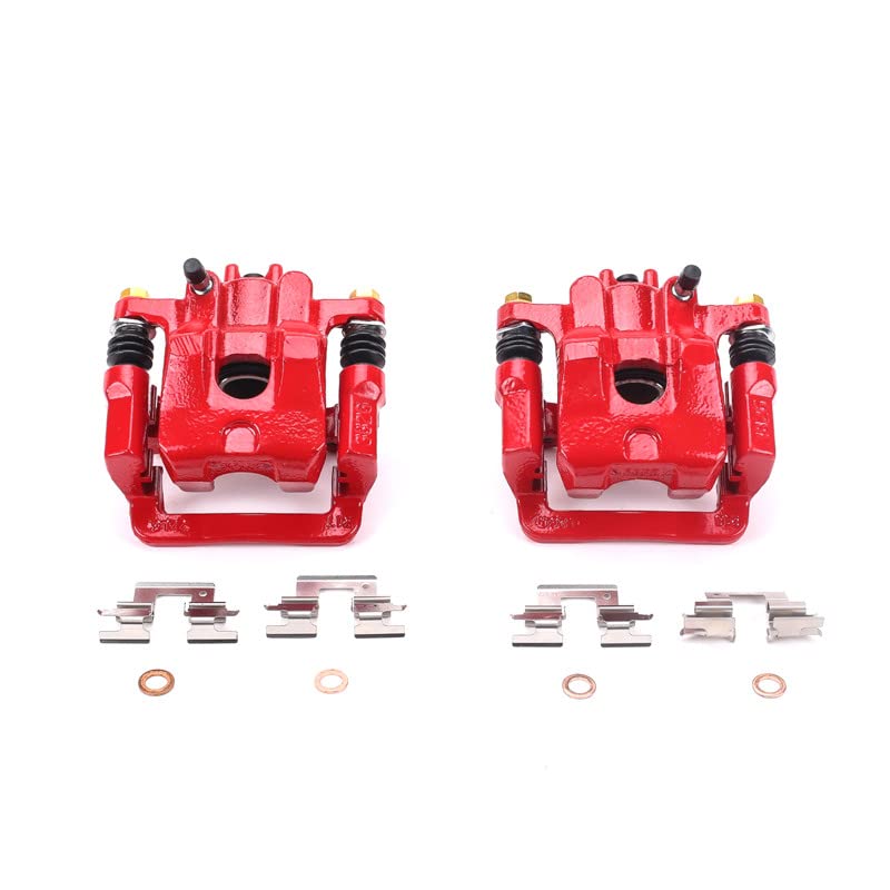 Power Stop Pair of High-Temp Red Powder Coated Rear Calipers For Acura MDX 2001-2006, Honda Pilot 2003-2008 [Model Specific]