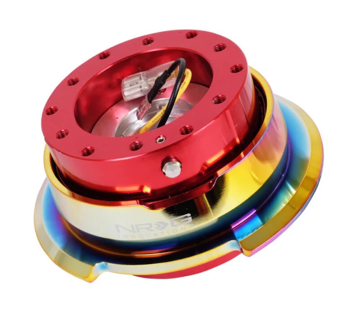 NRG Innovations GEN 2.8 NRG-SRK-280RD-MC Steering Wheel Quick Release Kit Adapter, 6-Hole & 6x70 and 6x74mm Bolt Patterns Rose Red Body/Neo Chrome Ring