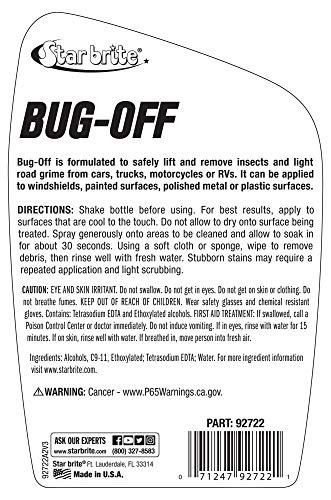 Bug Off STAR BRITE - Premium Automotive Dead Insect Residue Cleaner - Quick & Easy Bug Bit and Tar Remover for Cars - 22 OZ Spray (092722)