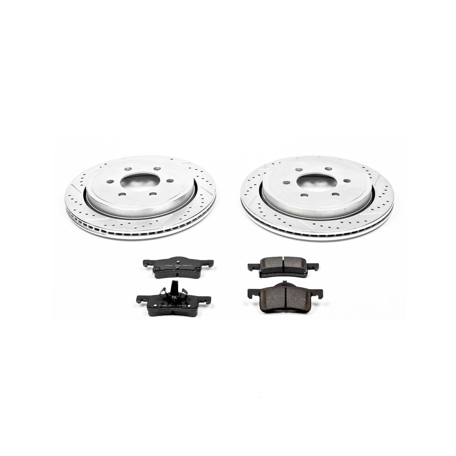 Power Stop K1935 Z23 Carbon Fiber Brake Pads Rear with Drilled & Slotted Brake Rotors Kit For Ford Expedition 2002-2006, Lincoln Navigator 2003-2006 [Model Specific]