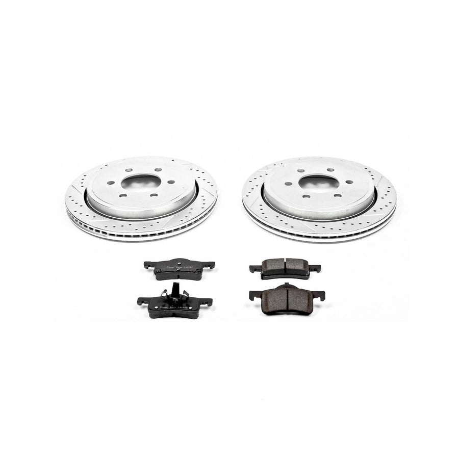 Power Stop K1935 Z23 Carbon Fiber Brake Pads Rear with Drilled & Slotted Brake Rotors Kit For Ford Expedition 2002-2006, Lincoln Navigator 2003-2006 [Model Specific]
