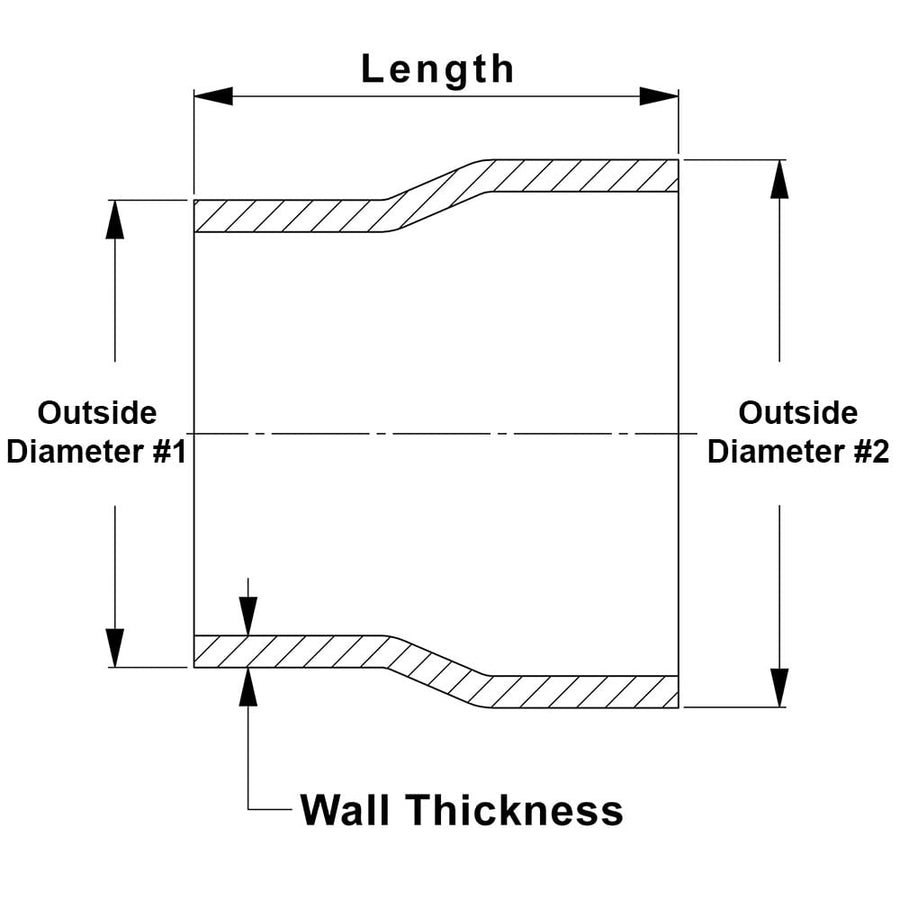 HPS Performance STEP-AT225-250 6061 T6 Aluminum Joiner Step Up Transition Reducer Tube, 2.25" - 2.5" OD, 4" Length, 16 Gauge, 0.065" Wall Thickness