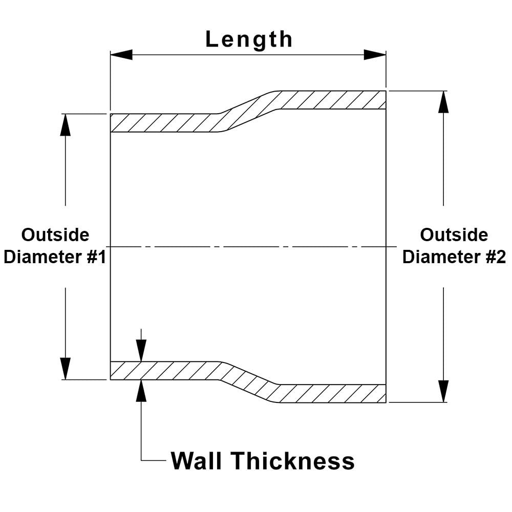 HPS 6061 T6 Aluminum Step Up Transition Joiner Reducer Tube, 4" - 4.5" OD, 7" Length, 16 Gauge, 0.065" Wall Thickness