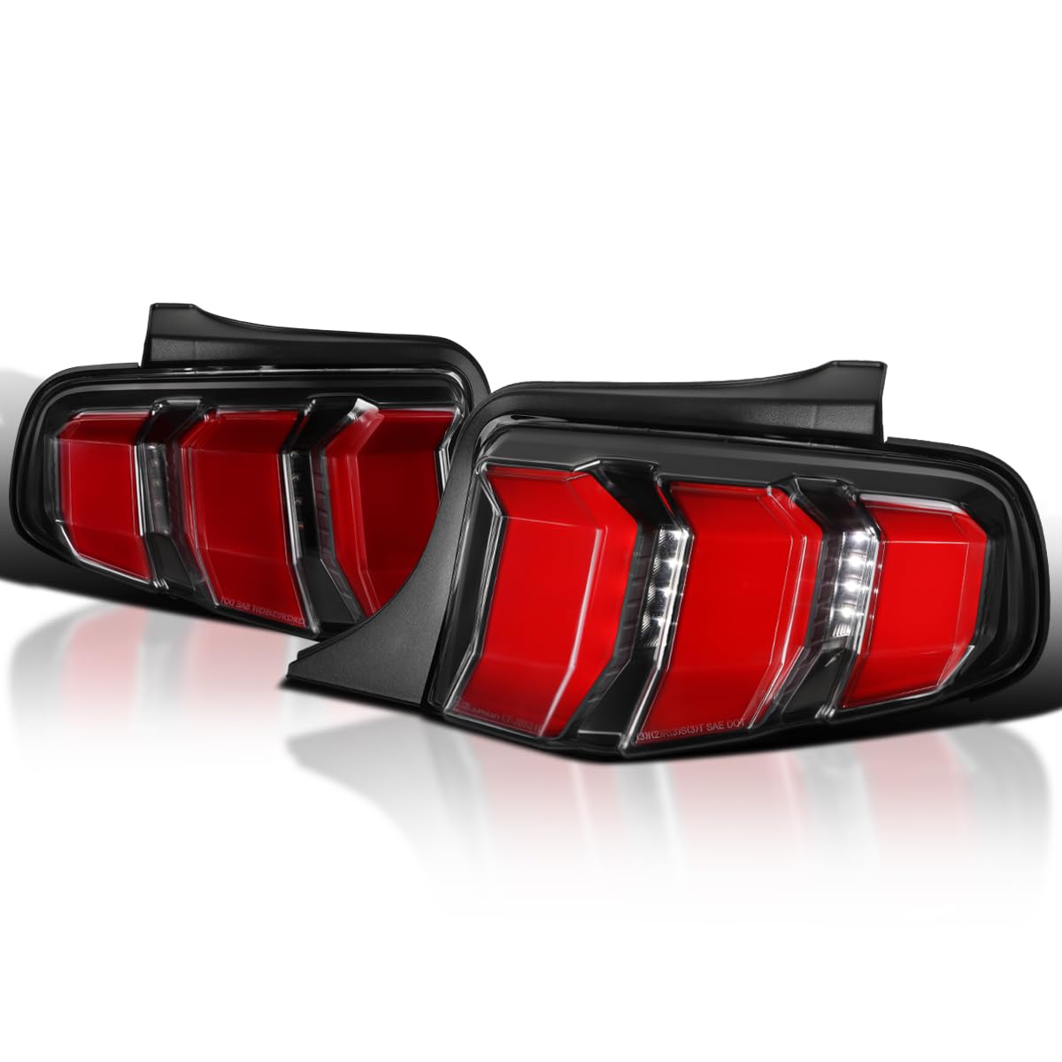 Black Tail Lights w/Red Sequential LED Turn Signal SPEC-D TUNING Compatible with 2010-2012 Ford Mustang, Left + Right Pair Assembly