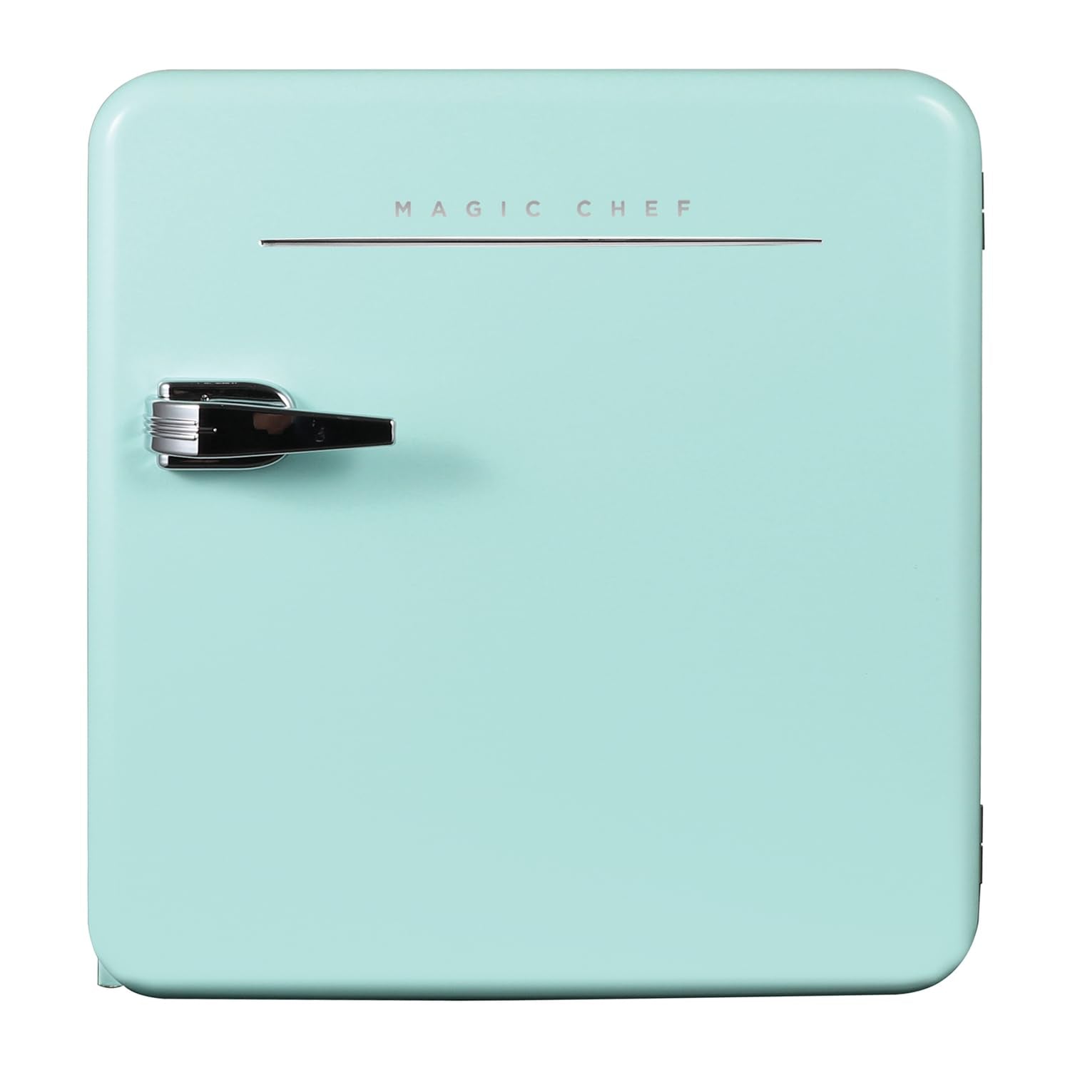 Magic Chef Retro Style 1.6 Cubic Feet Mini Fridge with Interior LED Light and Removable Glass Shelf Ideal for Bedroom and Recreational Room, Mint