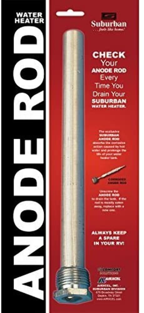 Aluminum Anode Rod SUBURBAN MFG for Water Heaters, Extends the Life of Your Hot Water Tank, Easy Install (233516)